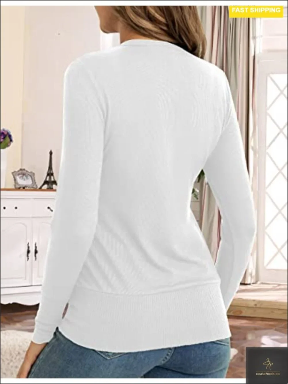 Women's Long Sleeve V-Neck Button Down Knit Open Front Cardigan Sweater